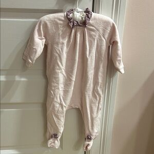 Jacadi Soft Pink Footie with Striped Trim